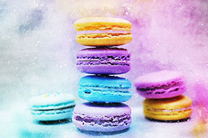 small colourful stacked macarons